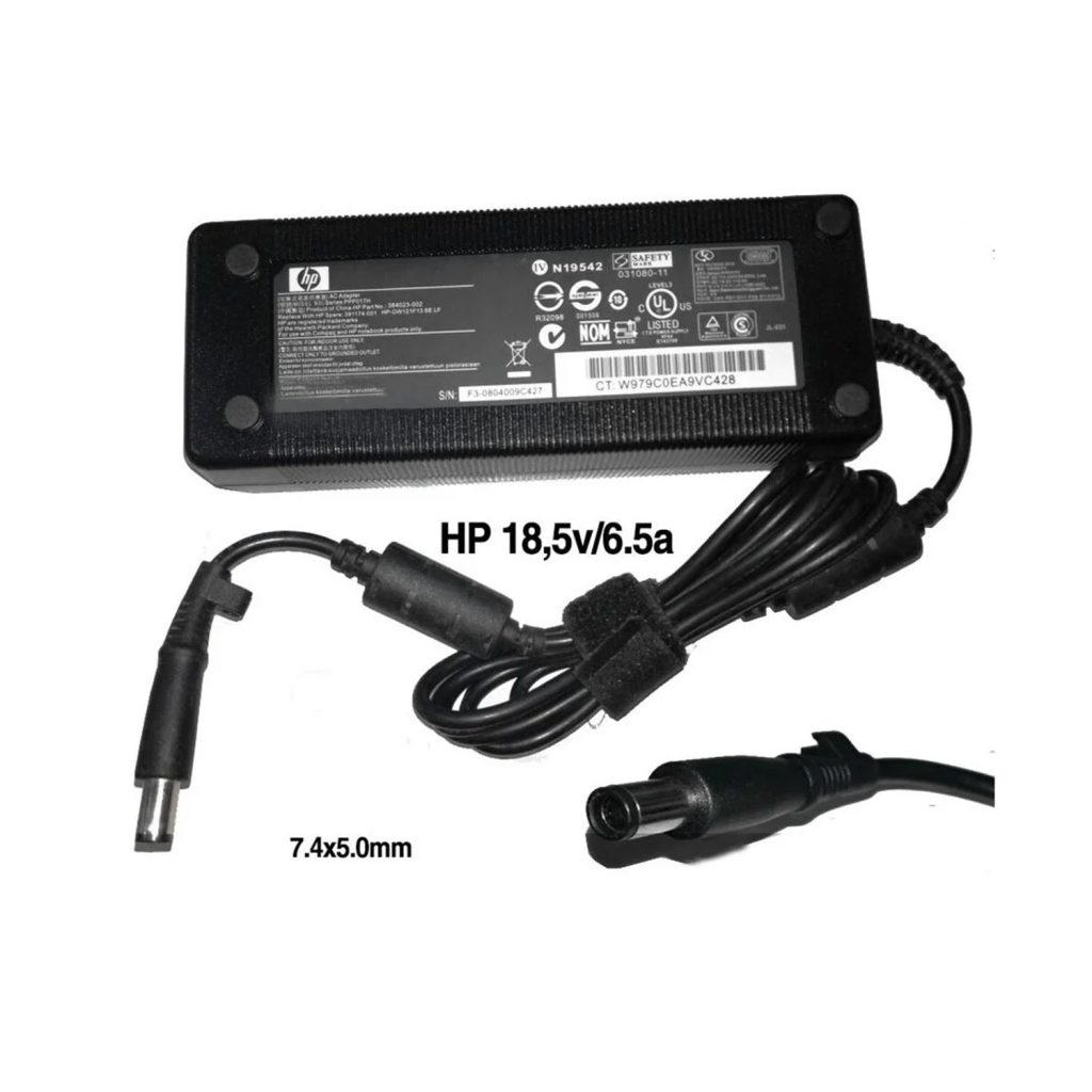 شارژر لپ تاپ HP 120W 18.5V 6.5A سر فیش 7.4 در 5.0 میلی متر